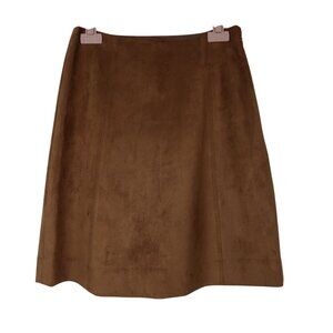 Babaton Aritzia 4 Brown Faux Suede A-Line Mini Skirt Retro Minimalist Clean Girl